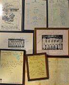 Selection of framed autographed cricket items To include G Boycott signed letter, signed cartoon,