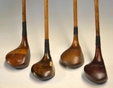 4x large headed lofted golf woods – 2x brassies Forgan Scotia and Geo Smith Lossiemouth, 2x spoons