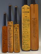 Selection of Printed Autographed miniature Cricket Bats 5x Early examples to include 1953 Australia,