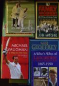 Collection of Autographed Cricket Books To include books signed by Dickie Bird, A W Pullin, Tony