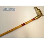 Fine hand built decorative whole cane walking stick – fitted with brass bird head handle and 1.25”