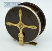 D Slater’s Patent 3935 Combination reel - 4” ebonite and brass star back reel with nickel silver