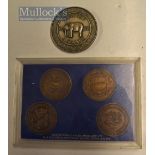 Selection Railway Medallions - Set of 4x Bronze History of Railways medallions in display case