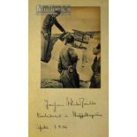 Germany Flying Ace - Hans-Joachim Marseille Signed Display depicts Marseille checking aeroplane