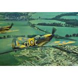 Selection of Aviation Prints to include images of Spitfire, Hawker Hurricanes, S.E.5A and Lancaster,