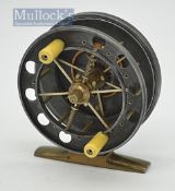 Fine and early Allcock Aerial alloy centre pin reel c.1914-25 - 3” dia alloy see thro drum and 0.7/