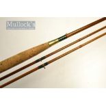 Jeffery & Son George St Plymouth greenheart fly rod – 9ft 3in and 8ft 8in 2pc with spare tip (both
