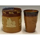 Royal Doulton – Doulton Lambeth Stoneware Pottery Tobacco Jar and Beaker the tobacco jar marked 7838