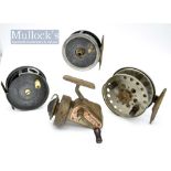 Collection of miscellaneous fishing reels (4) - Grice and Young “Seajecta” 3.75” dia alloy and brass