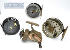 Collection of miscellaneous fishing reels (4) - Grice and Young “Seajecta” 3.75” dia alloy and brass