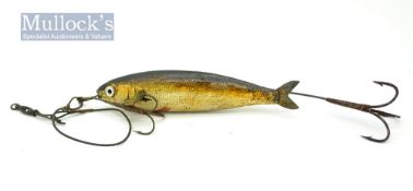 Vic. glass eyed gutta percha lure - a Caledonia style bait with white glass eyes, huge “Jack” gimp