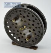 Very Rare Hardy Bros The Davy alloy fly reel c.1930 – 3.5” dia narrow drum, ribbed brass foot, Dup