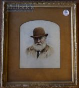 W.W. Winter Derby 1889 Ambrotype appears hand coloured depicts bearded man with bowler hat, with