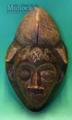 Early Example of an African Mask - a Face mask with great patina having inlaid metal twisted wire