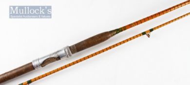 Allcocks “Perfect” Avon style Rod: 9’6” 2pc split cane with red agate lined guides, whipped green