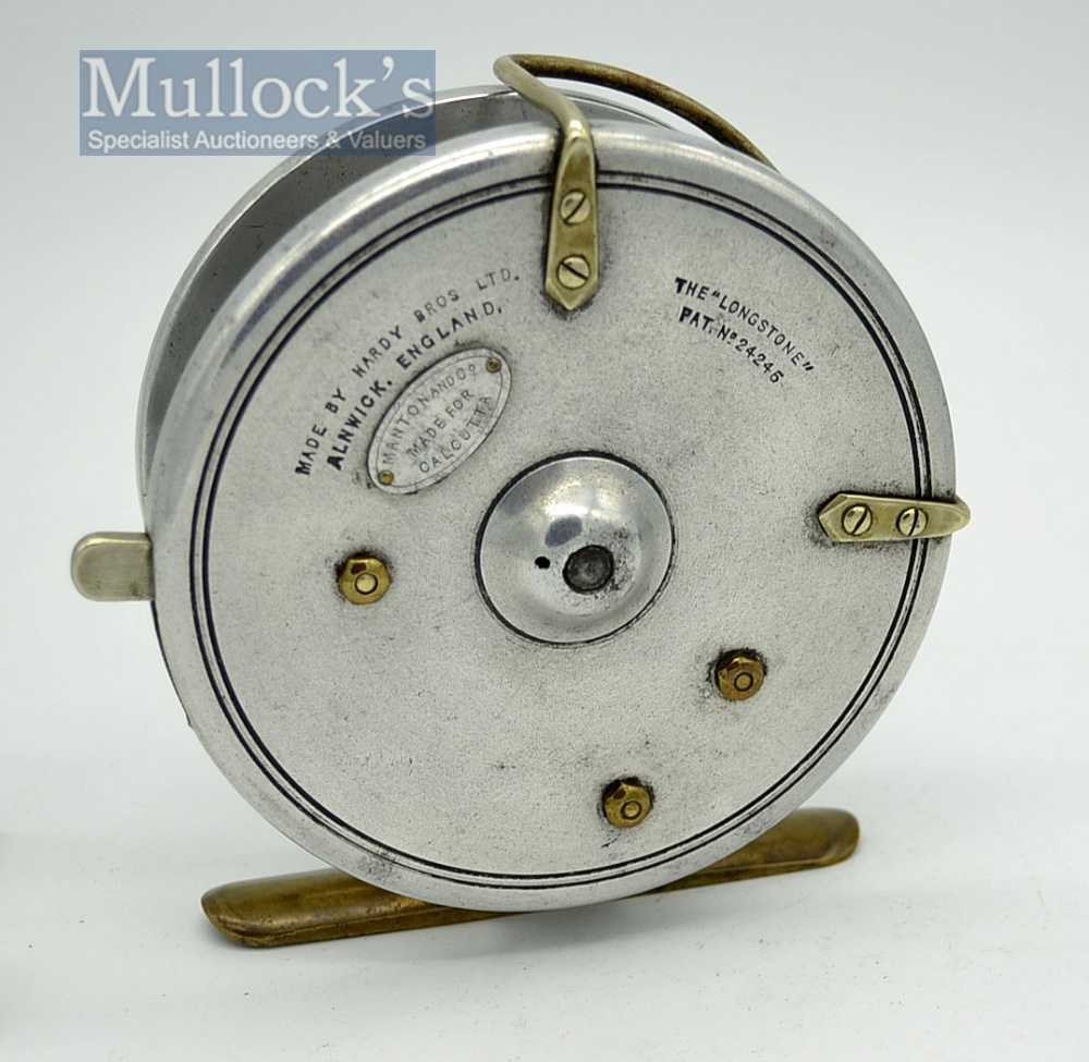 Hardy Bros “The Longstone” alloy sea reel - 4.5” dia. with oval disc stamped “Made for Manton and Co - Image 2 of 2