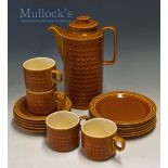 Vintage 1978 Hornsea Saffron Pottery Tableware Coffee Set includes coffee port, cup and saucers,