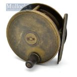 Jeffery & Son 12 George St., Plymouth brass fly reel – 3” dia - with makers border oval logo to