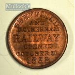 Copper Railway Omnibus Check Token Sheffield and Rotherham Railway Opened October 31st 1838, No