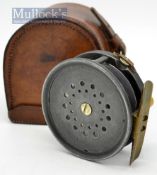 Hardy Bros Contracted Perfect alloy trout fly reel c. 1905/11 - 3 1/8” dia, 4 screw ribbed brass