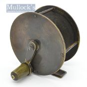 Scarce Chevalier Bowness & Son 12 Bell Yard, Temple Bar, London wide drum brass salmon reel: 3.1/