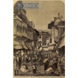 India – ‘The Main Street Agra’ Original Engraving 1858 probably after W. Carpenter, 35x25cm