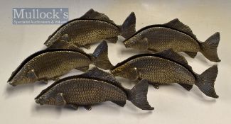 5x Plated Carp Fish Menu/Napkin Holders – overall 9.25” long