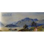 Asia Artwork – Pair of Watercolour Paintings depicting River Views with Mountains in background,