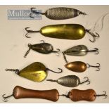 Baits – Collection of various fishing spoons (9) – Bergen Spoon, 3x T.P Luscombe & Co Allahabad hogs