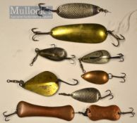 Baits – Collection of various fishing spoons (9) – Bergen Spoon, 3x T.P Luscombe & Co Allahabad hogs