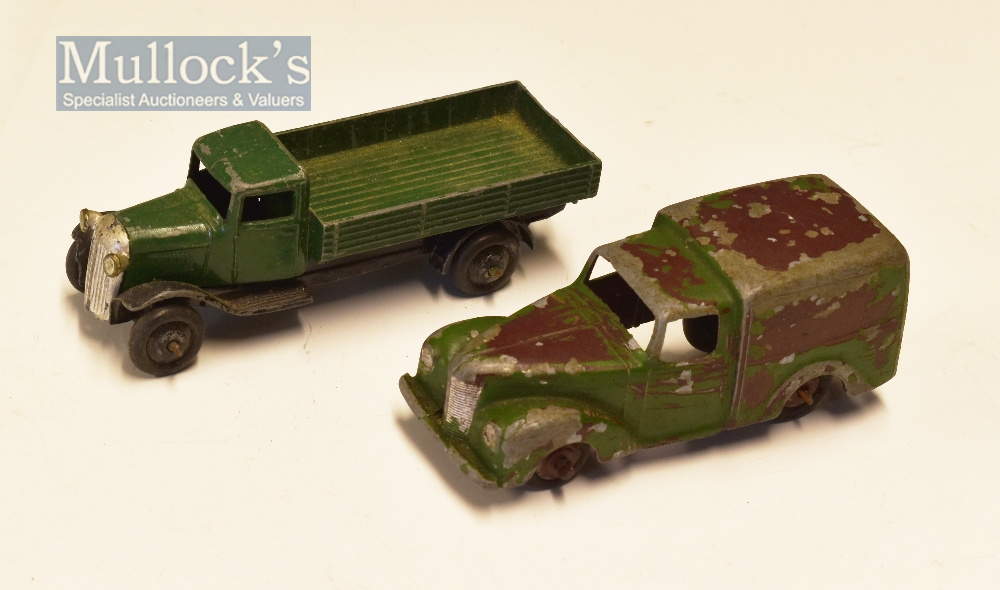 Dinky Toys 25 Series Wagon Diecast Model in green together with an interesting Arro Commer Van in