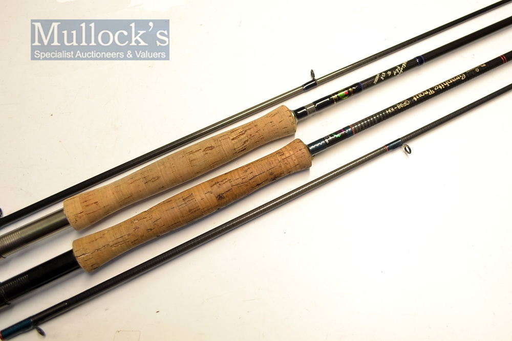 2x good Daiwa trout carbon fly rods – “Whisker Fly” 10ft pc line 7-8# - fully fitted with fuji style