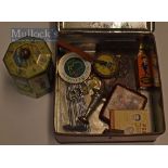 Collection of Golf related items to consist of Hallmarked silver bud vase, 1920 cigarette case