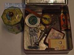 Collection of Golf related items to consist of Hallmarked silver bud vase, 1920 cigarette case
