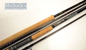 2x good Daiwa Whisker carbon/graphite salmon fly and spinning rods – 14ft 3pc fly rod line 9/10#,