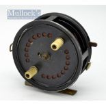 Allcocks Easicast 4” alloy salmon fly casting reel: 4” dia with smooth brass foot, line brake, two
