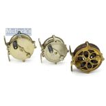 Collection of various U.S trout fly reels (3) – Regus Pat.Off - 2.75” dia with raised pillars