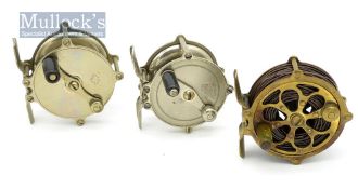 Collection of various U.S trout fly reels (3) – Regus Pat.Off - 2.75” dia with raised pillars
