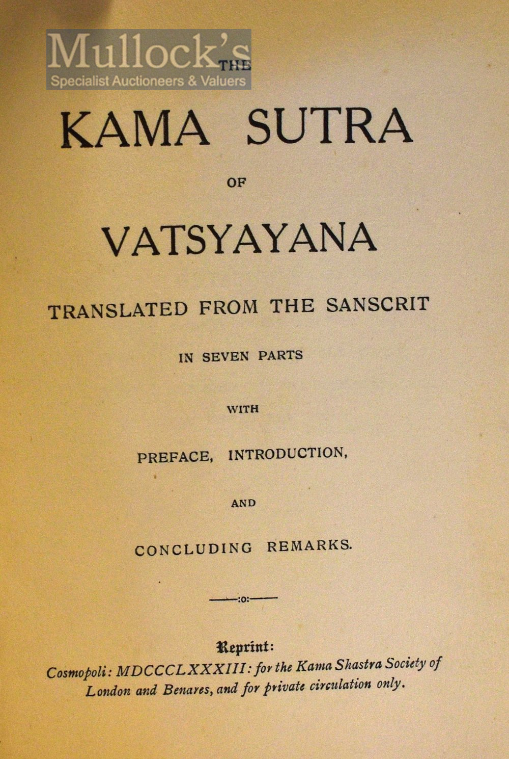 The Kama Sutra Of Vatsyayana 1883 Book – Translated from the Sanscrit in seven parts with Preface, - Image 2 of 2