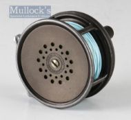 Hardy The Perfect Dup Mk II Salmon wide drum fly reel – 4” dia, ribbed alloy foot c/w line – runs