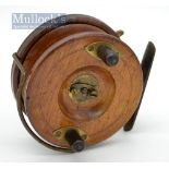 Scarce Hardy Bros Silex Action wooden and brass star back reel c.1910 - 4” dia, bickerdyke line