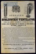 Broadside c.1840 – ‘Stedalls Patent Scolecothic Ventilator’– cure all smoky chimneys caused by wind,