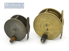 2x Plymouth Tackle Makers brass fly reels - Jeffery & Son 12 George St Plymouth 3” dia brass plate