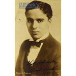 Autograph – Charlie Chaplin (1889-1977) Signed Photocard depicting a portrait view of Chaplin,