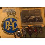 Collection of Motoring RAC Car Badges Ranging from King George V to George VI examples, Hardboard