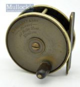 J Gillett & Son Makers 40 Fetter Lane London ebonite and brass combination fly reel c.1890 - 2.75”