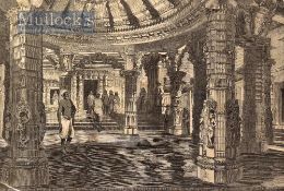 India & Punjab – ‘Interior of a Jain Temple at Dailwarra, Mount Aboo’ Original Engraving from a