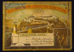 1884 Railway Men’s Christian Association Members Card pictorial card in colour completed in hand,