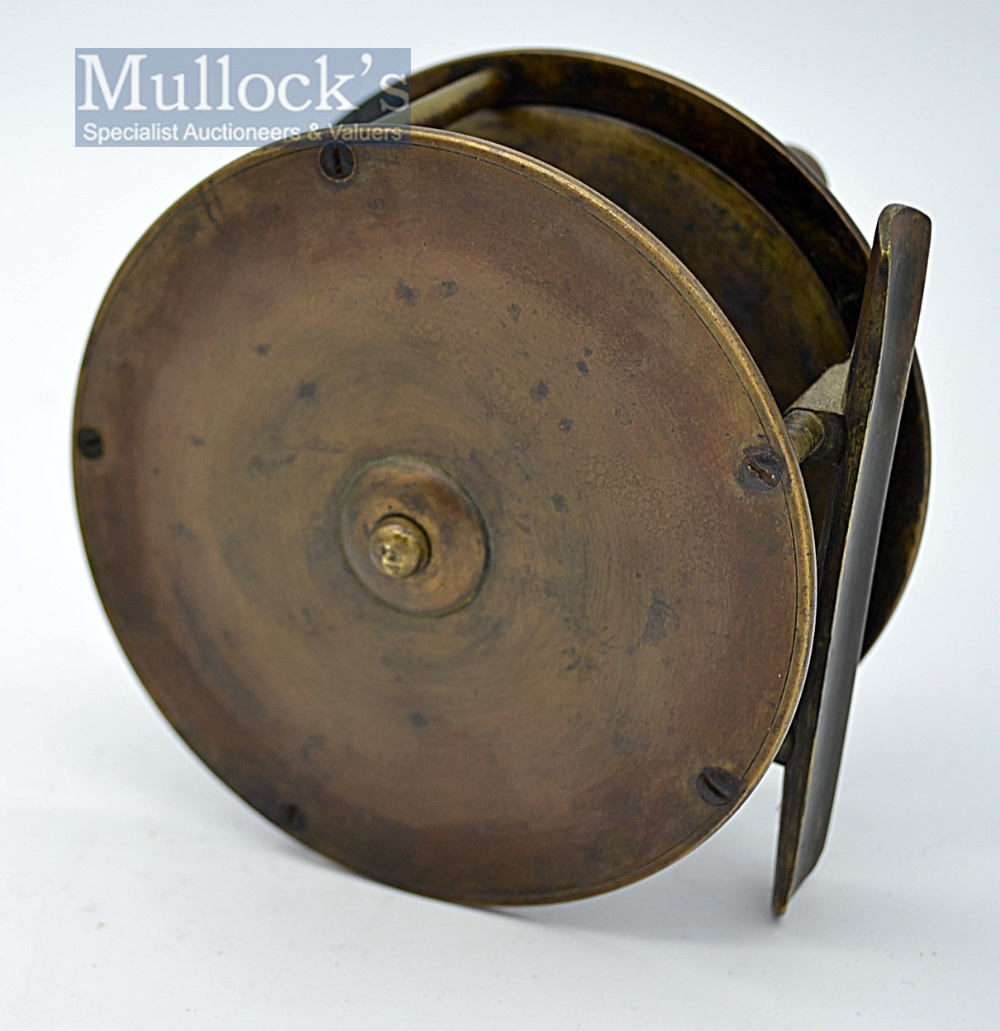 Army & Navy C.S. Ltd Makers 105 Victoria St Westminster Hercules style brass salmon reel: 4” dia - Image 3 of 3