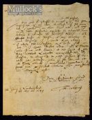 Autograph Letter 1649 written to Protestant Minister Thomas Horrocks – saying that in thanks for